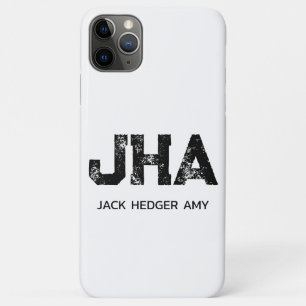 MINIMALIST BLACK THREE LETTER MONOGRAM NAME WHITE Case-Mate iPhone CASE