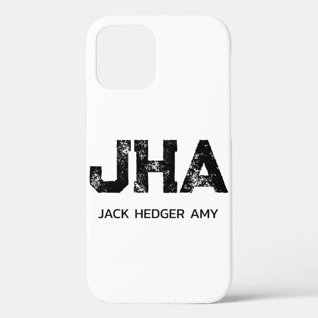 MINIMALIST BLACK THREE LETTER MONOGRAM NAME WHITE  Case-Mate iPhone CASE (Back)