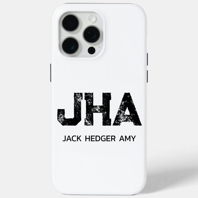 MINIMALIST BLACK THREE LETTER MONOGRAM NAME WHITE Case-Mate iPhone CASE (Back)