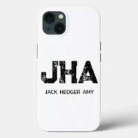 MINIMALIST BLACK THREE LETTER MONOGRAM NAME WHITE