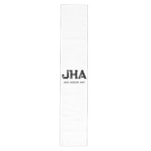 MINIMALIST BLACK THREE LETTER MONOGRAM NAME WHITE MEDIUM TABLE RUNNER