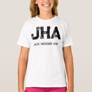 MINIMALIST BLACK THREE LETTER MONOGRAM NAME WHITE T-Shirt