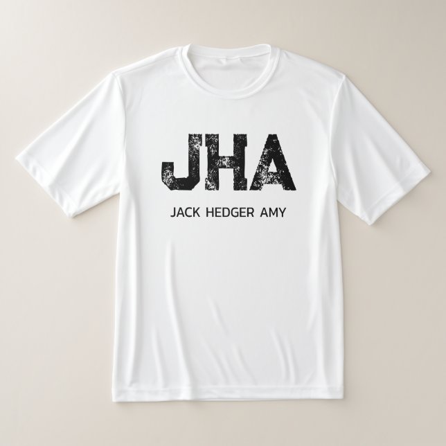 MINIMALIST BLACK THREE LETTER MONOGRAM NAME WHITE T-Shirt (Laydown)