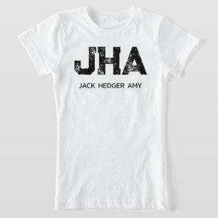 MINIMALIST BLACK THREE LETTER MONOGRAM NAME WHITE T-Shirt