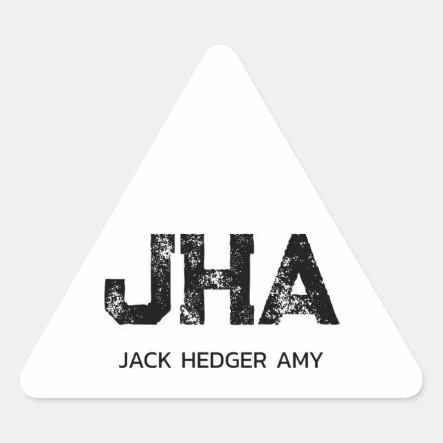 MINIMALIST BLACK THREE LETTER MONOGRAM NAME WHITE TRIANGLE STICKER (Front)