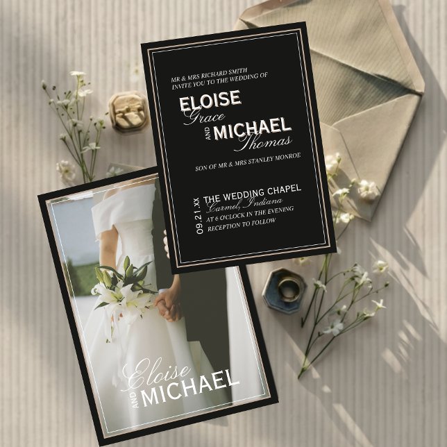 Minimalist Black Tie Formal Photo Wedding Invitation (Minimalist Black Tie Formal Photo Wedding Invitation)