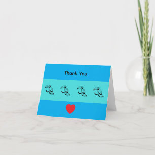 Minimalist Black Toucan Blue Thank You Card