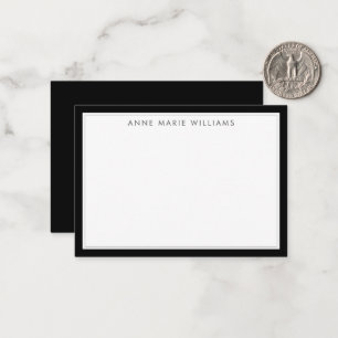 Minimalist Black Two Border Name Note Card