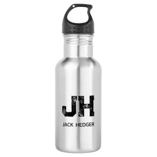 MINIMALIST BLACK TWO LETTER MONOGRAM NAME ASH 532 ML WATER BOTTLE