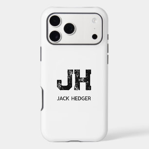 MINIMALIST BLACK TWO LETTER MONOGRAM NAME WHITE