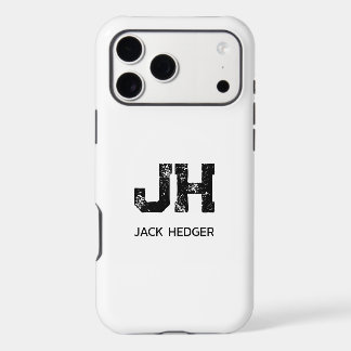 MINIMALIST BLACK TWO LETTER MONOGRAM NAME WHITE