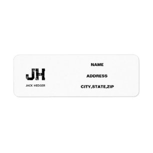 MINIMALIST BLACK TWO LETTER MONOGRAM NAME WHITE