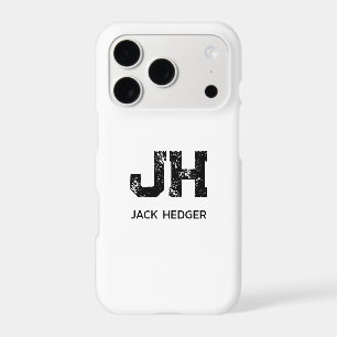 MINIMALIST BLACK TWO LETTER MONOGRAM NAME WHITE