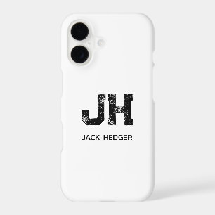 MINIMALIST BLACK TWO LETTER MONOGRAM NAME WHITE