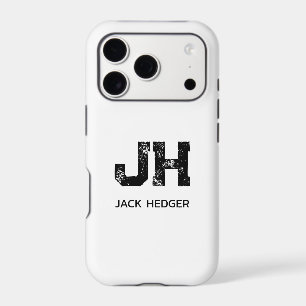 MINIMALIST BLACK TWO LETTER MONOGRAM NAME WHITE