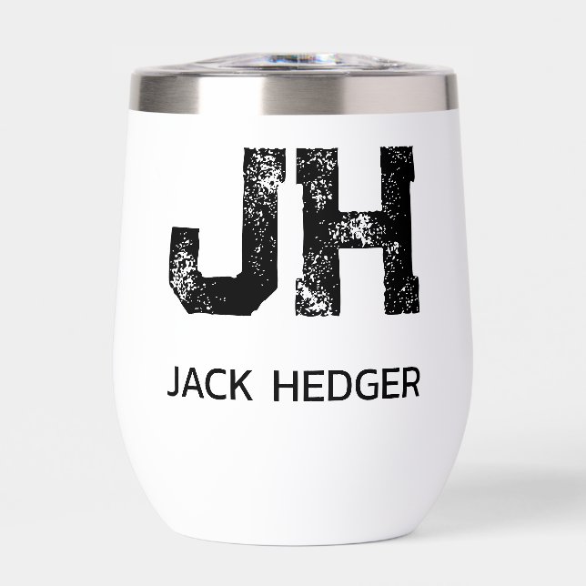 MINIMALIST BLACK TWO LETTER MONOGRAM NAME WHITE (Front)