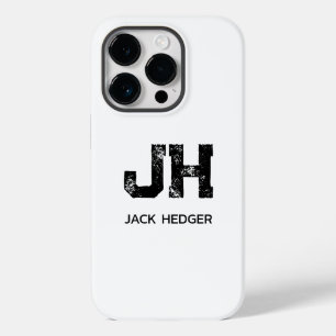 MINIMALIST BLACK TWO LETTER MONOGRAM NAME WHITE Case-Mate iPhone 14 PRO CASE