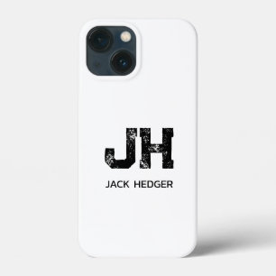 MINIMALIST BLACK TWO LETTER MONOGRAM NAME WHITE iPhone 13 MINI CASE