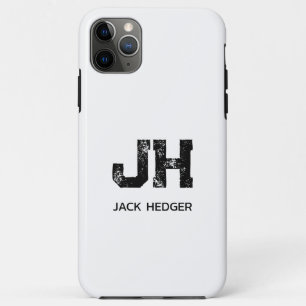 MINIMALIST BLACK TWO LETTER MONOGRAM NAME WHITE Case-Mate iPhone CASE