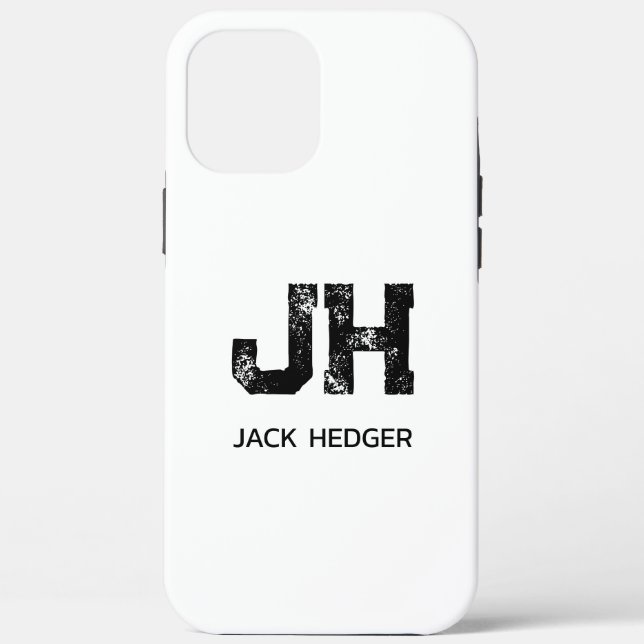 MINIMALIST BLACK TWO LETTER MONOGRAM NAME WHITE Case-Mate iPhone CASE (Back)