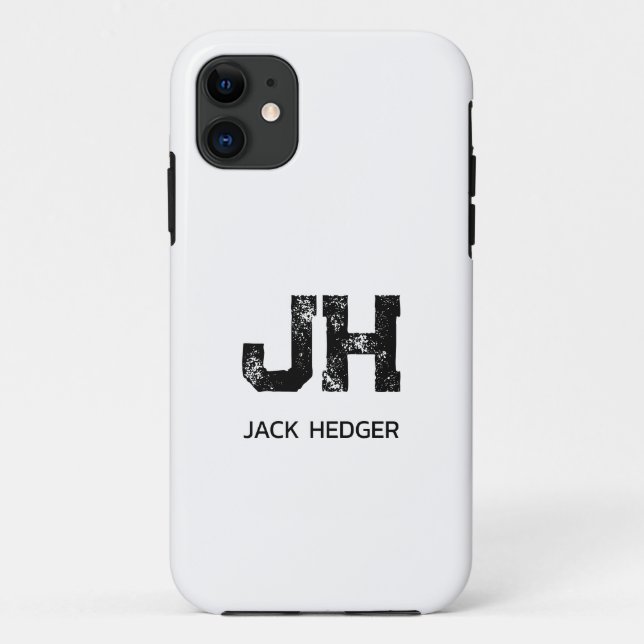 MINIMALIST BLACK TWO LETTER MONOGRAM NAME WHITE Case-Mate iPhone CASE (Back)