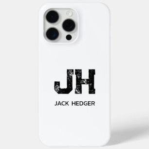 MINIMALIST BLACK TWO LETTER MONOGRAM NAME WHITE iPhone 15 PRO MAX CASE