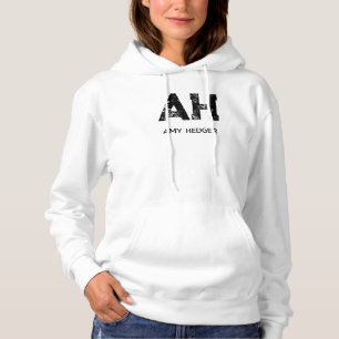 MINIMALIST BLACK TWO LETTER MONOGRAM NAME WHITE HOODIE
