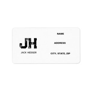 MINIMALIST BLACK TWO LETTER MONOGRAM NAME WHITE LABEL
