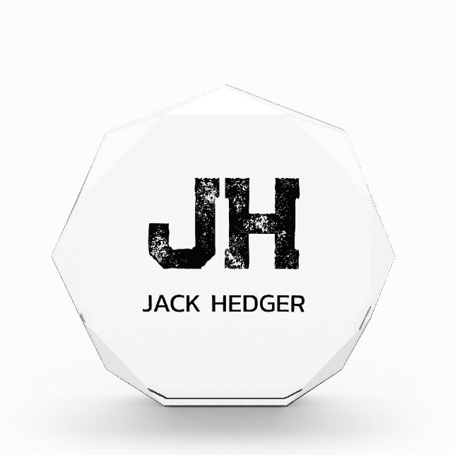 MINIMALIST BLACK TWO LETTER MONOGRAM NAME WHITE PHOTO BLOCK (Front)