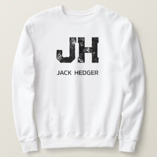 MINIMALIST BLACK TWO LETTER MONOGRAM NAME WHITE SWEATSHIRT