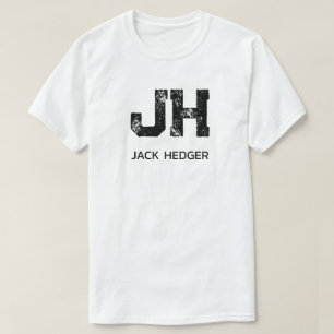 MINIMALIST BLACK TWO LETTER MONOGRAM NAME WHITE T-Shirt