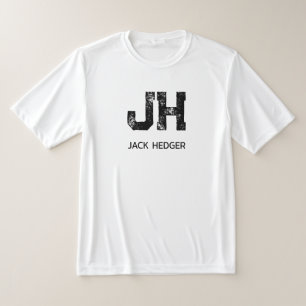 MINIMALIST BLACK TWO LETTER MONOGRAM NAME WHITE T-Shirt