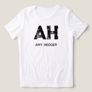 MINIMALIST BLACK TWO LETTER MONOGRAM NAME WHITE Tri-Blend SHIRT