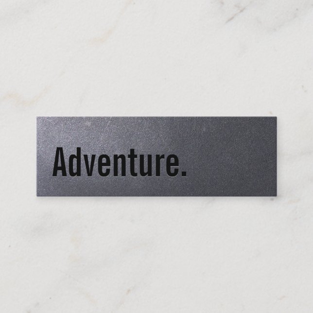 Minimalist Black Typography Adventure Mini Business Card (Front)