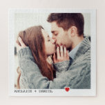 Minimalist Black Typography with Red Heart Photo Jigsaw Puzzle<br><div class="desc">Upload your own photo to create your own custom jigsaw puzzle. This puzzle has a simple,  minimalist style with black typewriter style lettering and red heart accent below your own square photo.</div>
