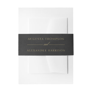 Minimalist Black Velvet Texture Imitation Invitation Belly Band