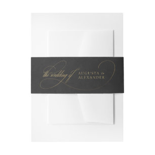 Minimalist Black Velvet Texture Imitation Invitation Belly Band