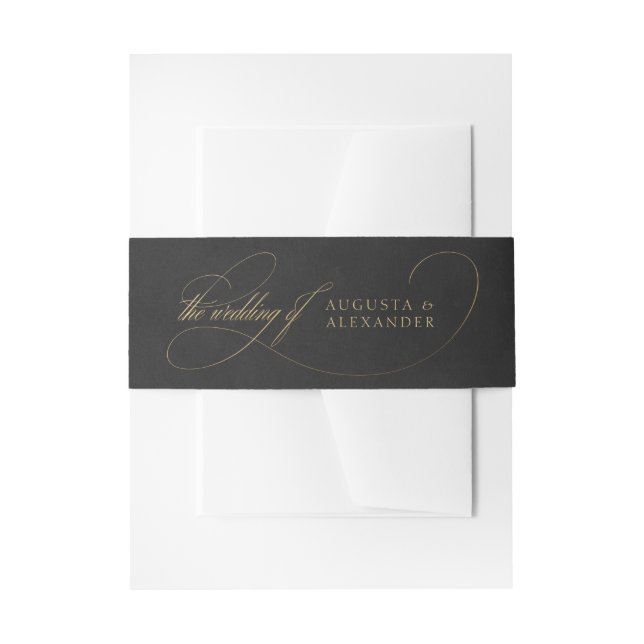 Minimalist Black Velvet Texture Imitation Invitation Belly Band (Front Example)