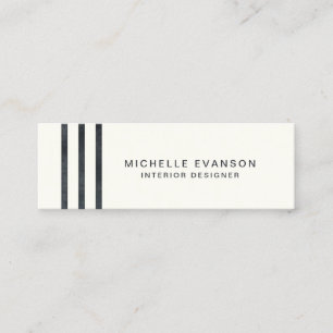 Minimalist Black Watercolor Stripes on Cream Mini Business Card