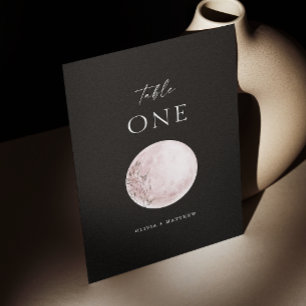 Minimalist Black Wedding   Blush Mystical Moon Table Number