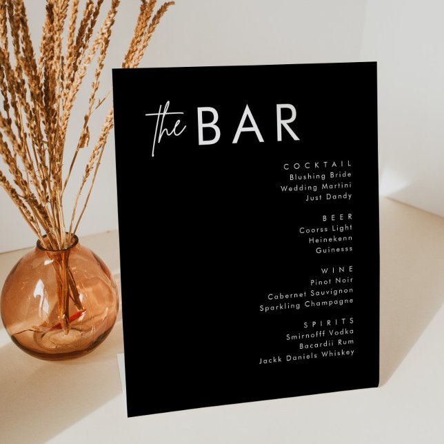 Minimalist Black Wedding Drinks Menu Pedestal Sign (Creator Uploaded)