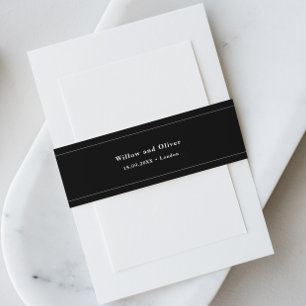 Minimalist Black Wedding Invitation Belly Band
