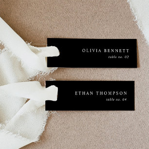 Minimalist Black Wedding Name Place Cards