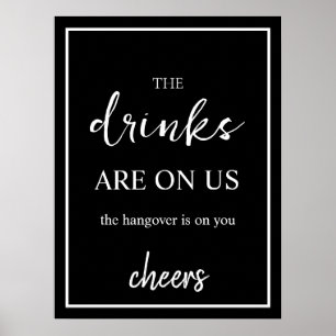 Minimalist Black Wedding Open Bar Sign