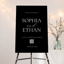 Minimalist Black Welcome Sign with QR Code