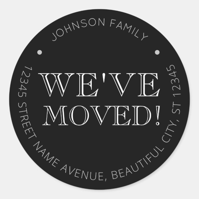 Minimalist Black We've Moved New Address Label (Front)