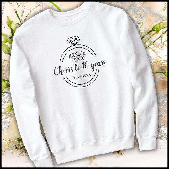 Minimalist Black & White 10th Wedding Anniversary Sweatshirt (Creator Uploaded)