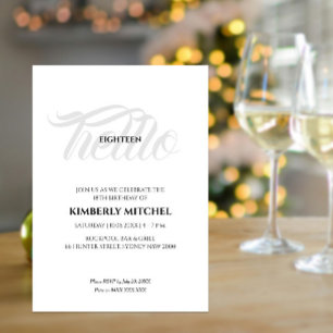 Minimalist Black White 18th Birthday Invitation