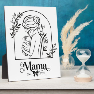 Minimalist Black & White 1st Mother's Day Est. Plaque