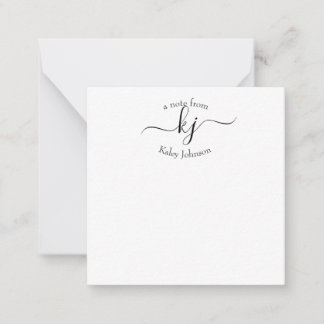 Minimalist Black White 2 Monogram Initial  Card